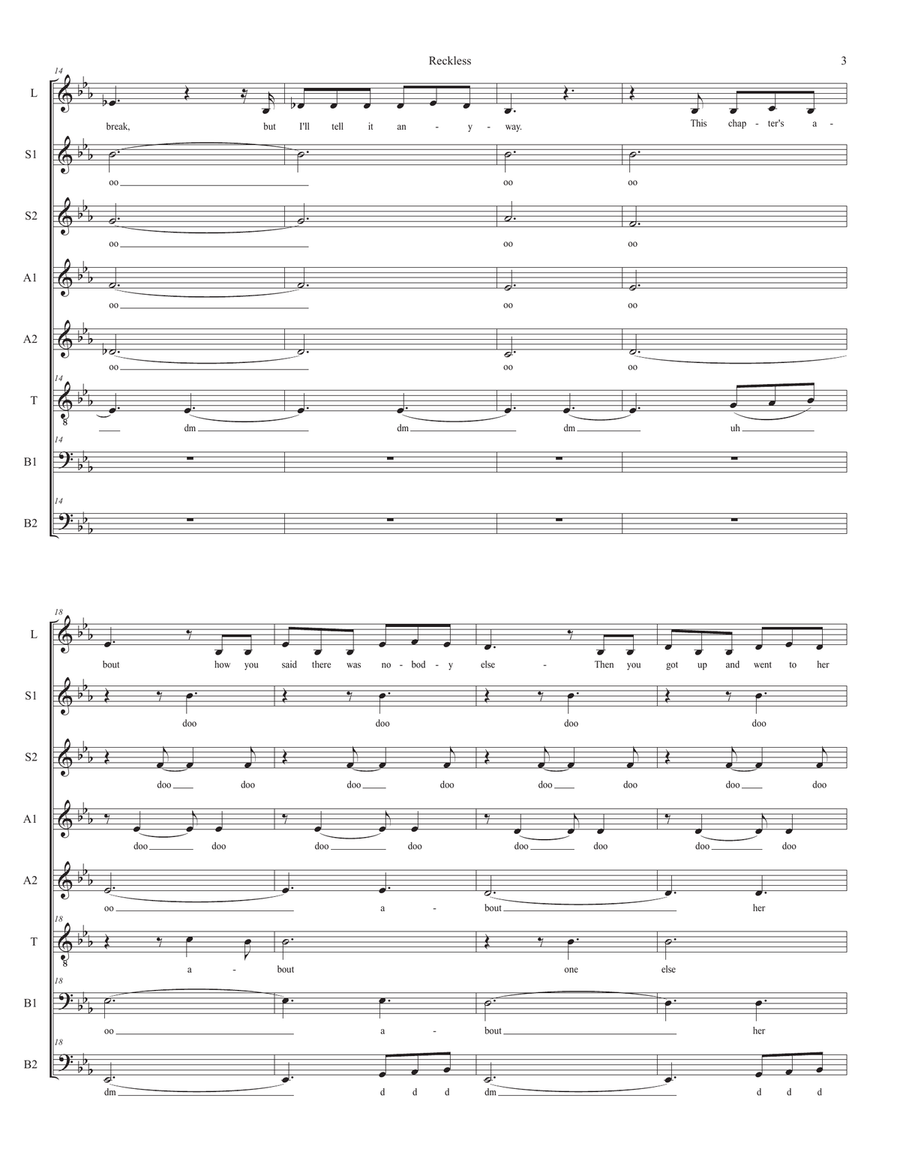 Reckless Divisi scores gallery preview page 3