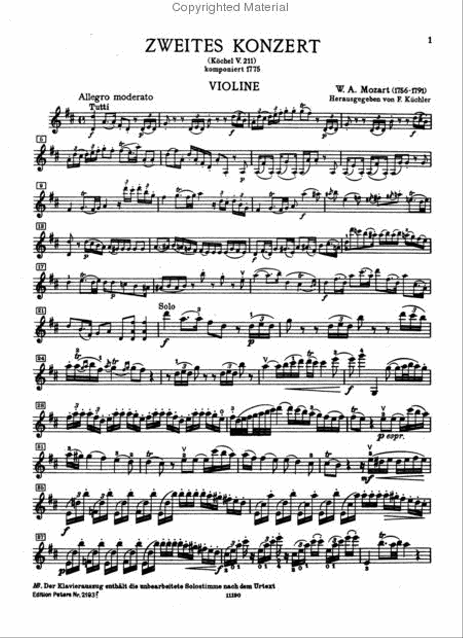 Violin Concerto No.2 (With Cadenza) Violin Solo scores gallery preview page 3