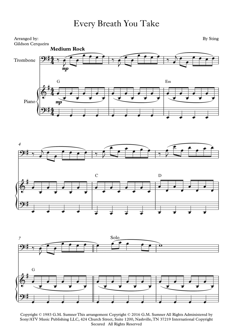 Every Breath You Take Piano scores gallery preview page 1