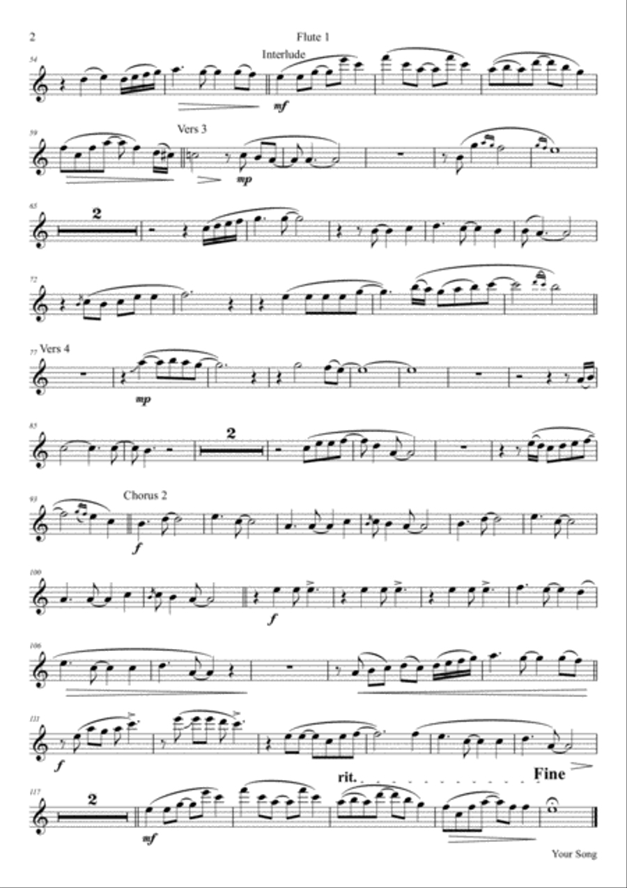 Your Song Flute Quartet scores gallery preview page 6