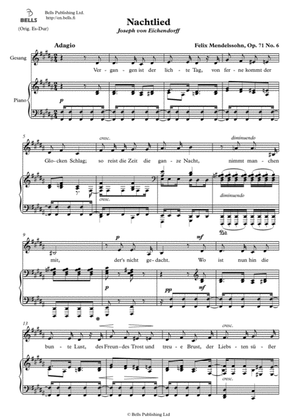 Nachtlied, Op. 71 No. 6 (B Major)