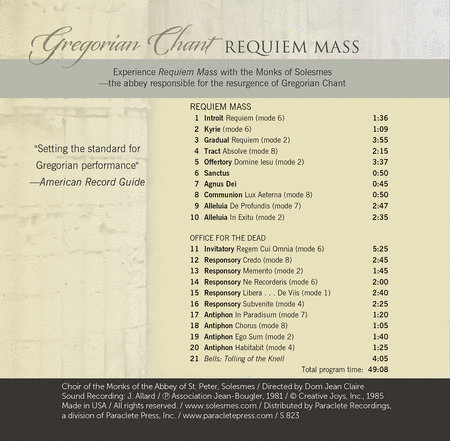 The Monks of Solesmes: Requiem Mass