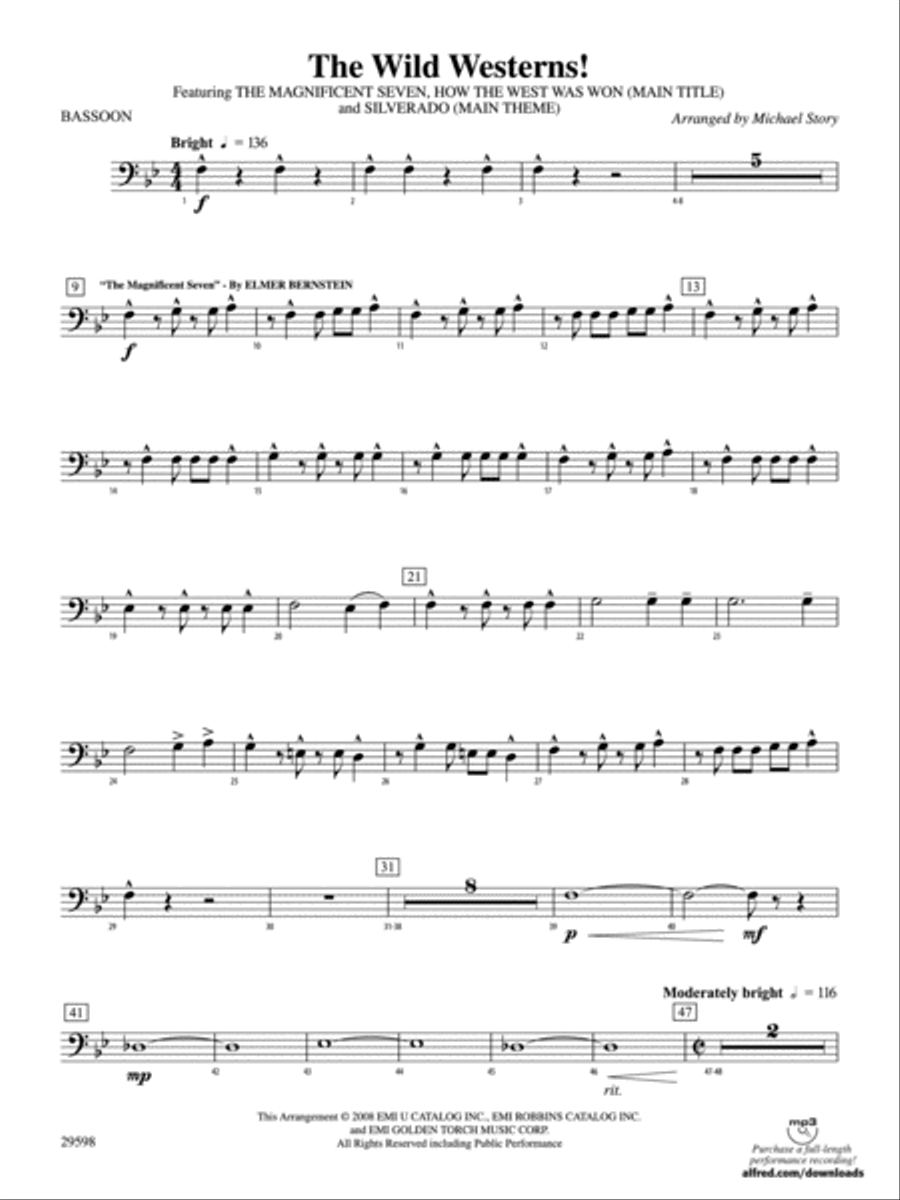 The Wild Westerns!: Bassoon Concert Band scores gallery preview page 1