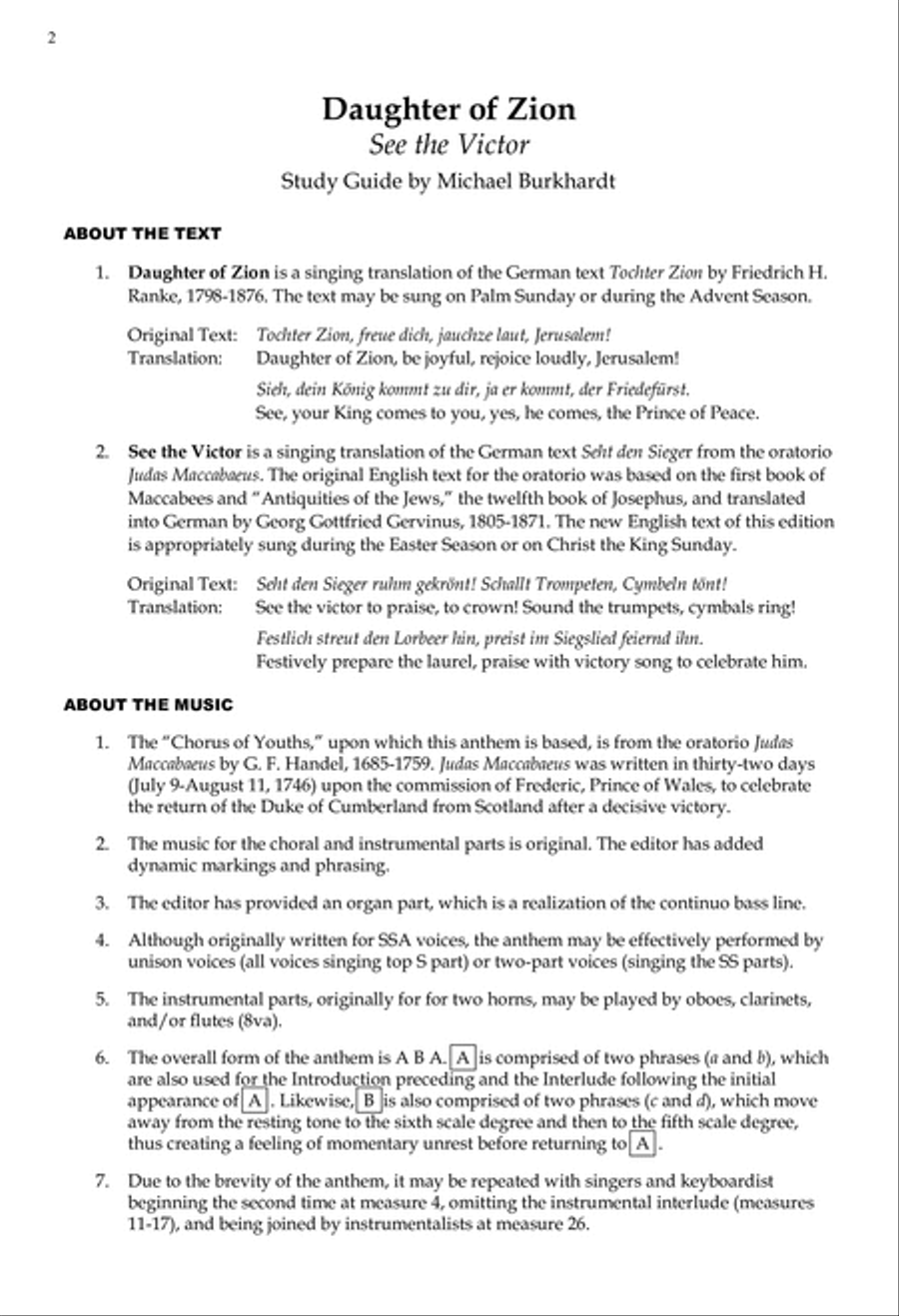 Daughter of Zion See the Victor SSA scores gallery preview page 2