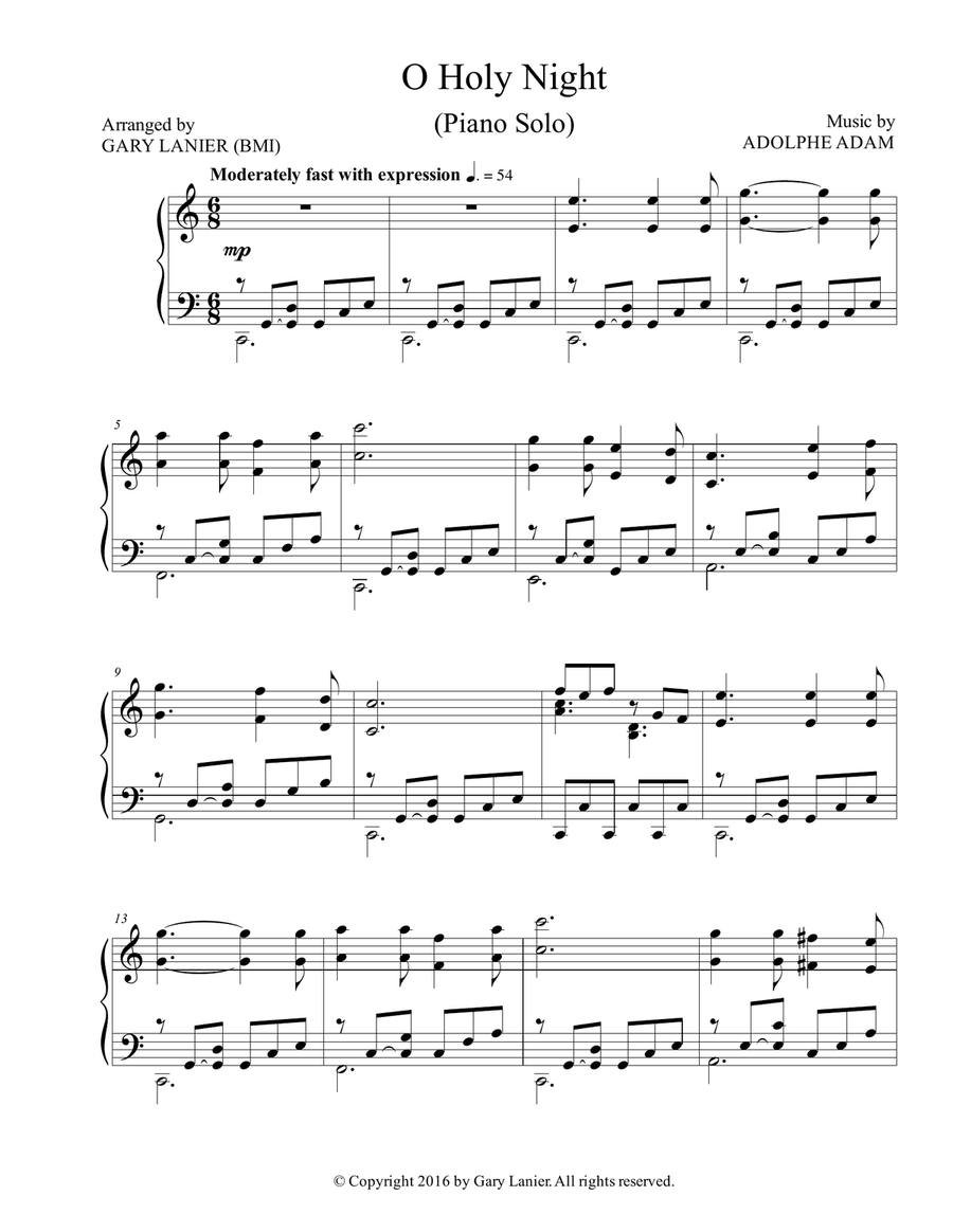O HOLY NIGHT (Piano Solo arranged by Gary Lanier) Piano Solo scores gallery preview page 2