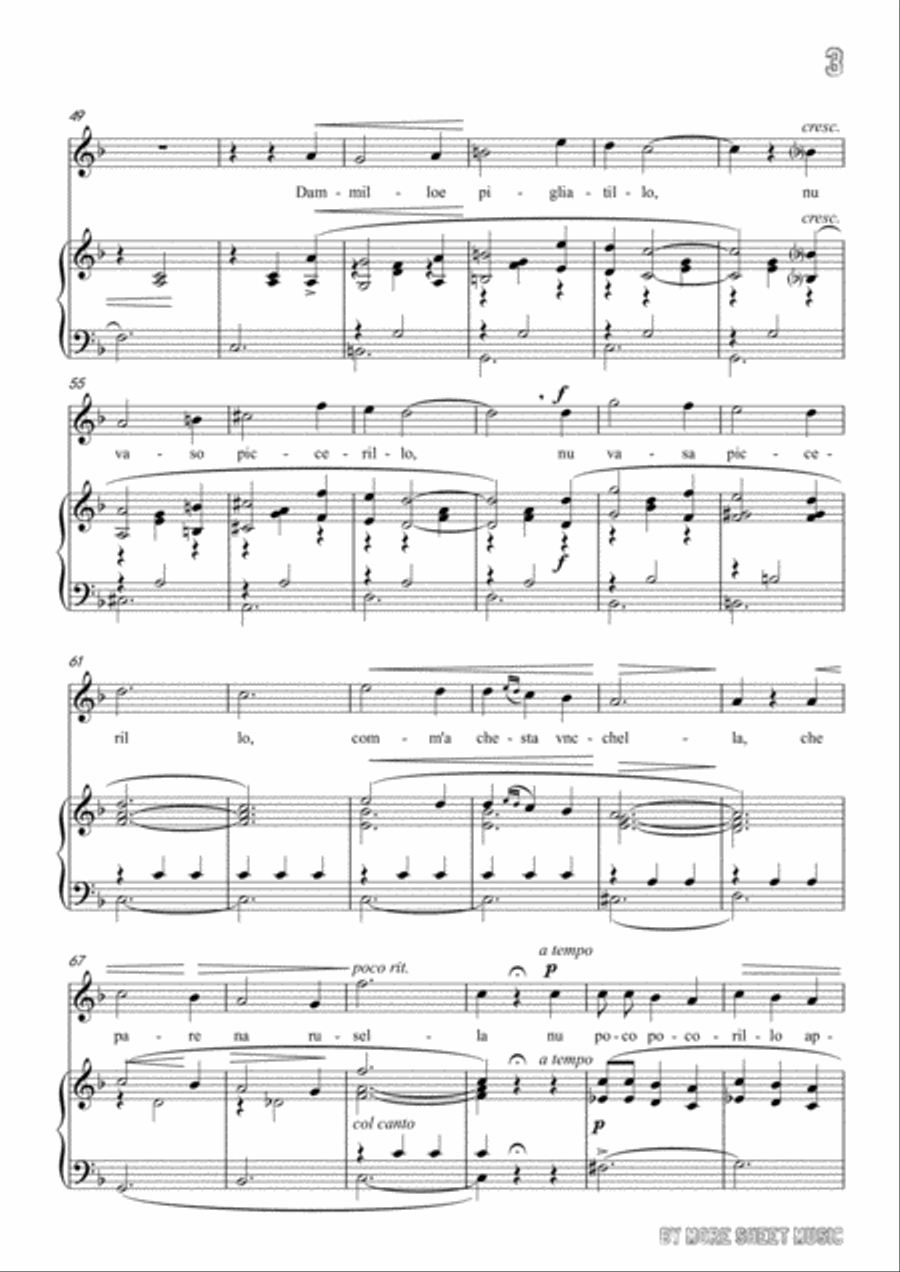 Tosti-'A Vucchella in F Major,for Voice and Piano Voice Solo scores gallery preview page 5