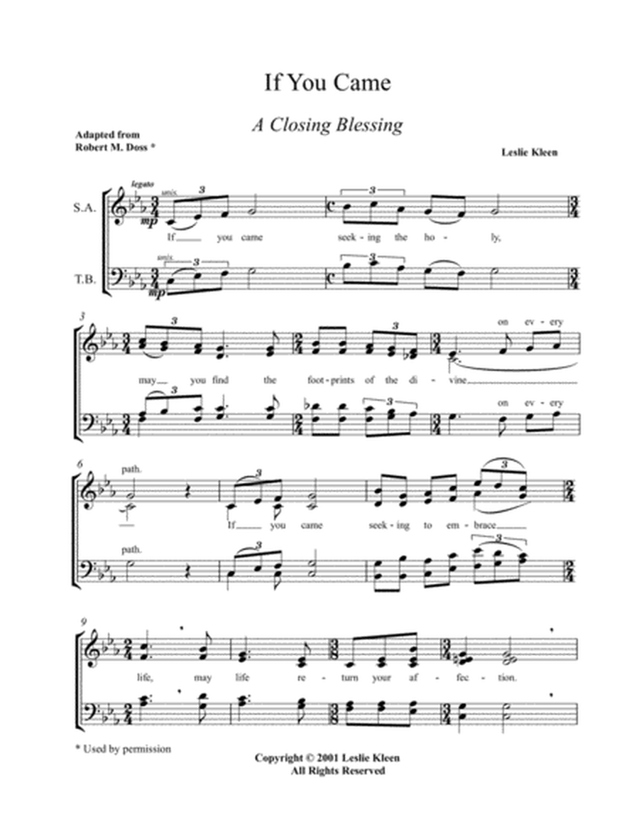 If You Came (A Closing Blessing) for SATB a cappella image number null