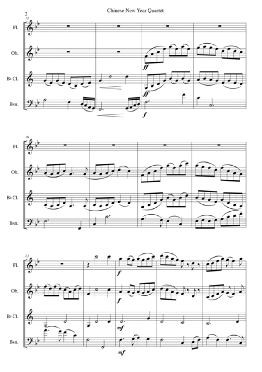 Chinese New Year Celebration Wind Quartet Woodwind Quartet scores gallery preview page 2