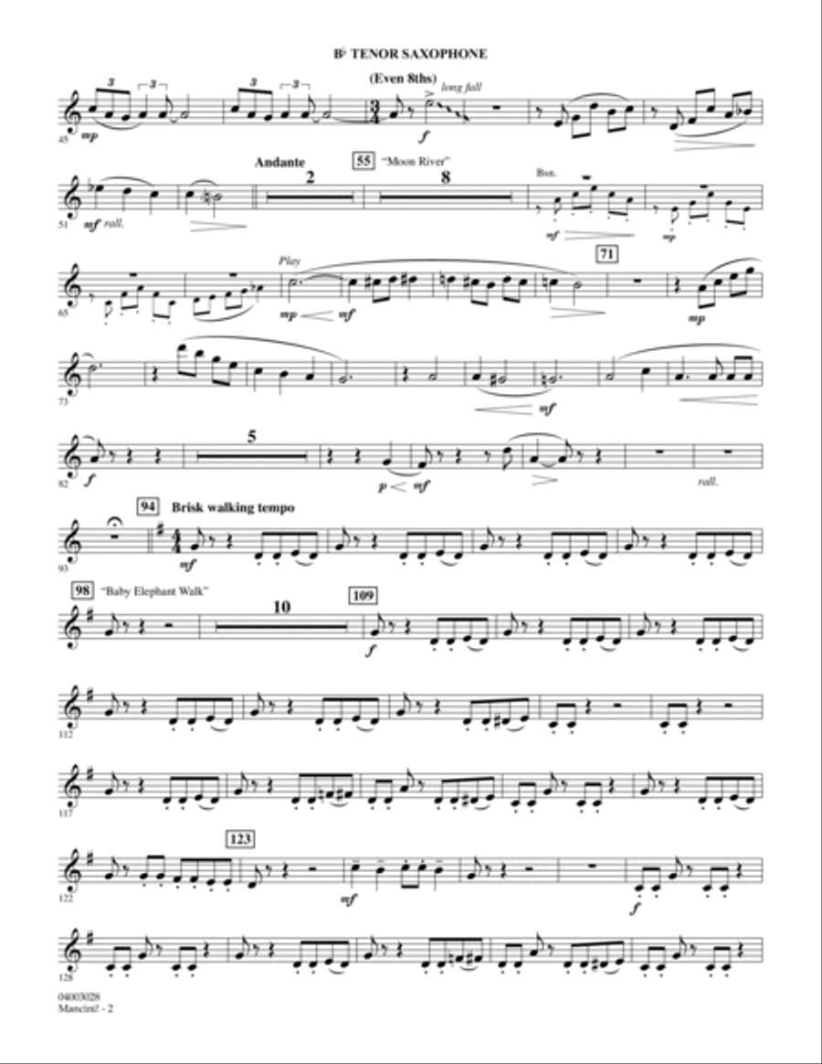 Mancini! - Bb Tenor Saxophone Concert Band scores gallery preview page 2