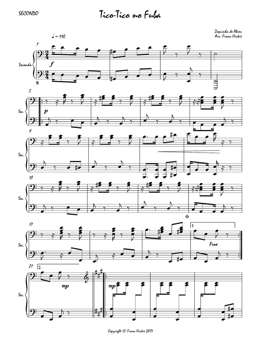 Tico-Tico no Fuba Tico-Tico no Fuba 1 Piano, 4-Hands scores gallery preview page 2
