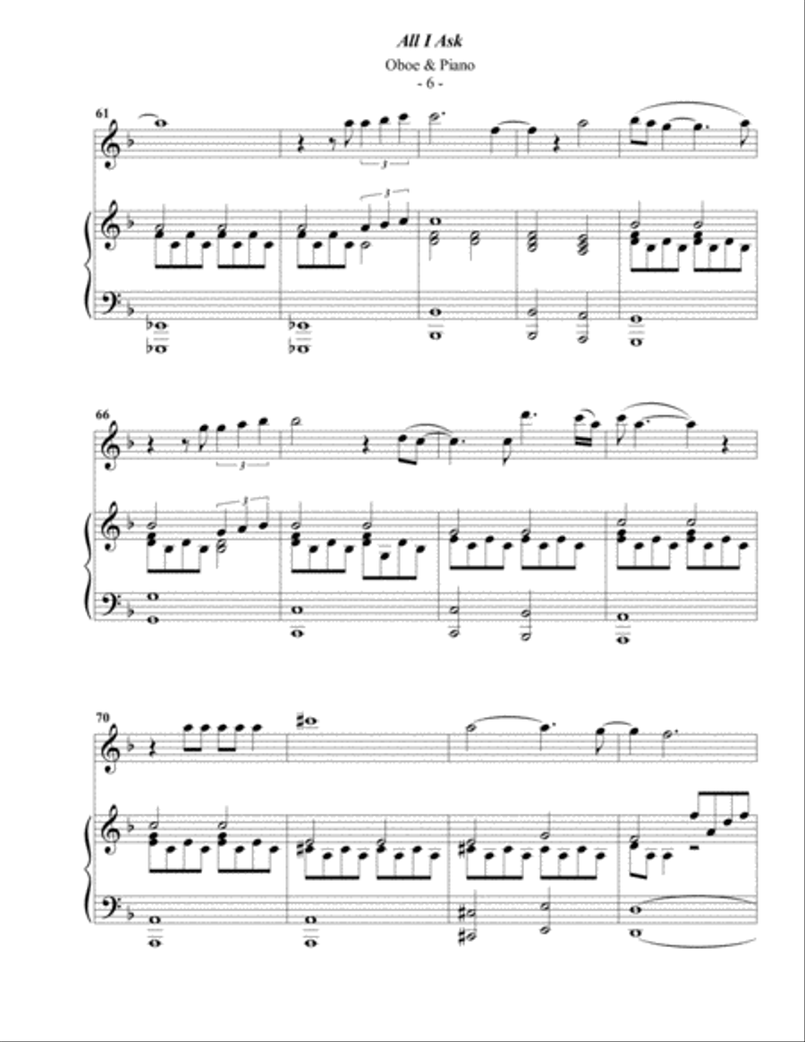 All I Ask Piano scores gallery preview page 6