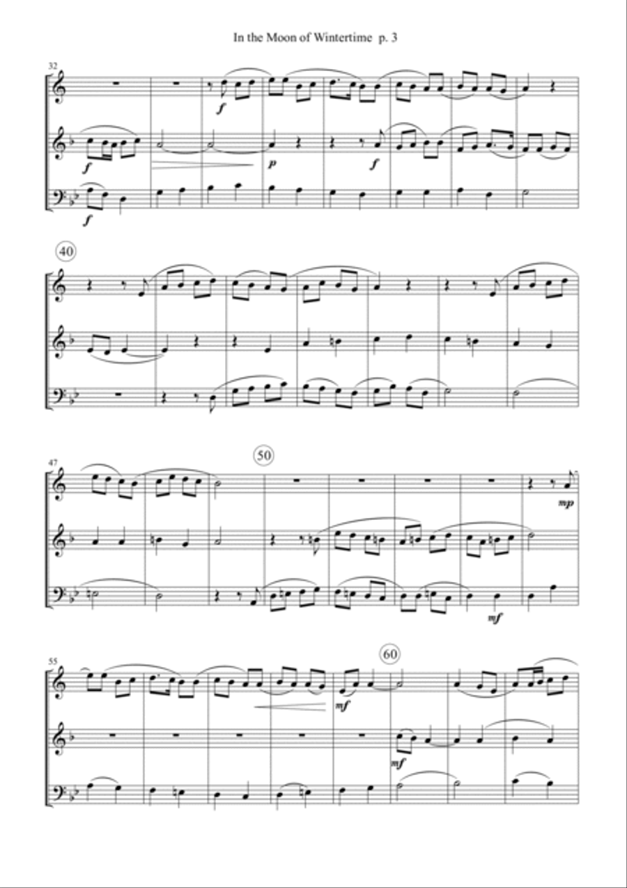 In the Moon of Wintertime - Brass Trio Brass Trio scores gallery preview page 3