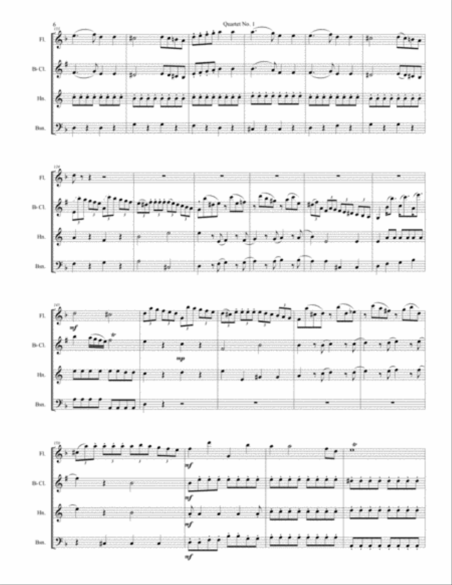 Cambini Quartet No. 1 for wind quartet Small Ensemble scores gallery preview page 6
