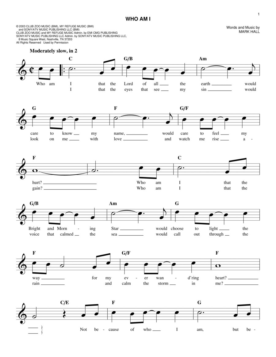 Who Am I Piano scores gallery preview page 1