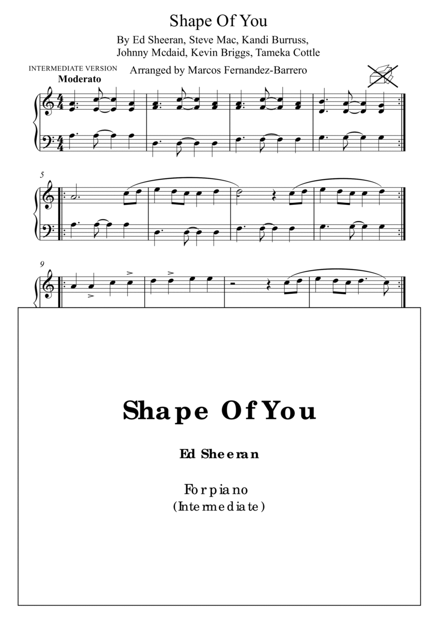 Shape Of You Easy Piano scores gallery preview page 1