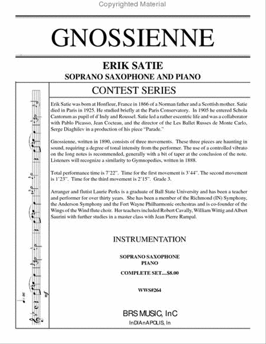 Gnossienne Gnossienne Soprano Saxophone scores gallery preview page 2