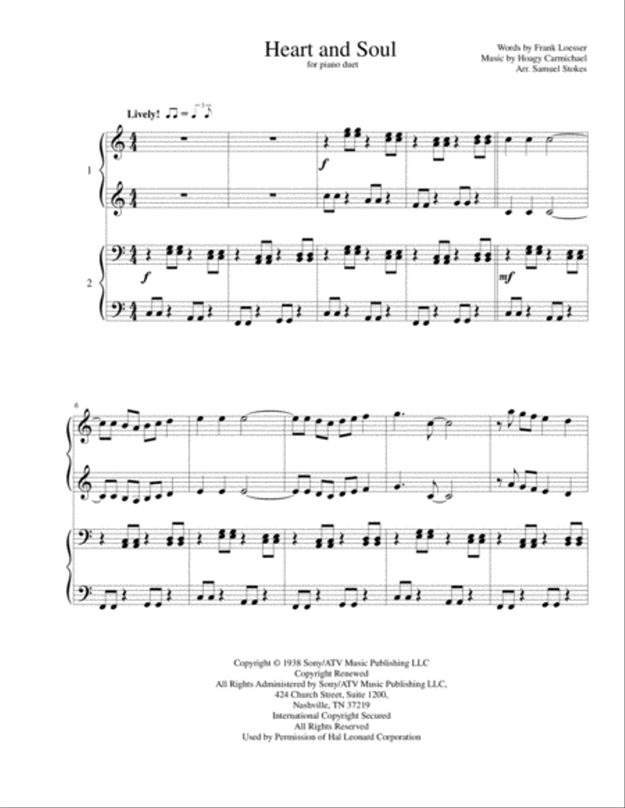 Heart And Soul Piano scores gallery preview page 1