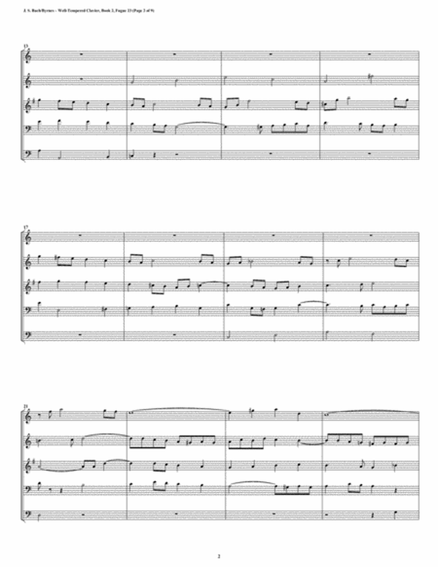 Fugue 23 from Well-Tempered Clavier, Book 2 (Double Reed Quintet) image number null