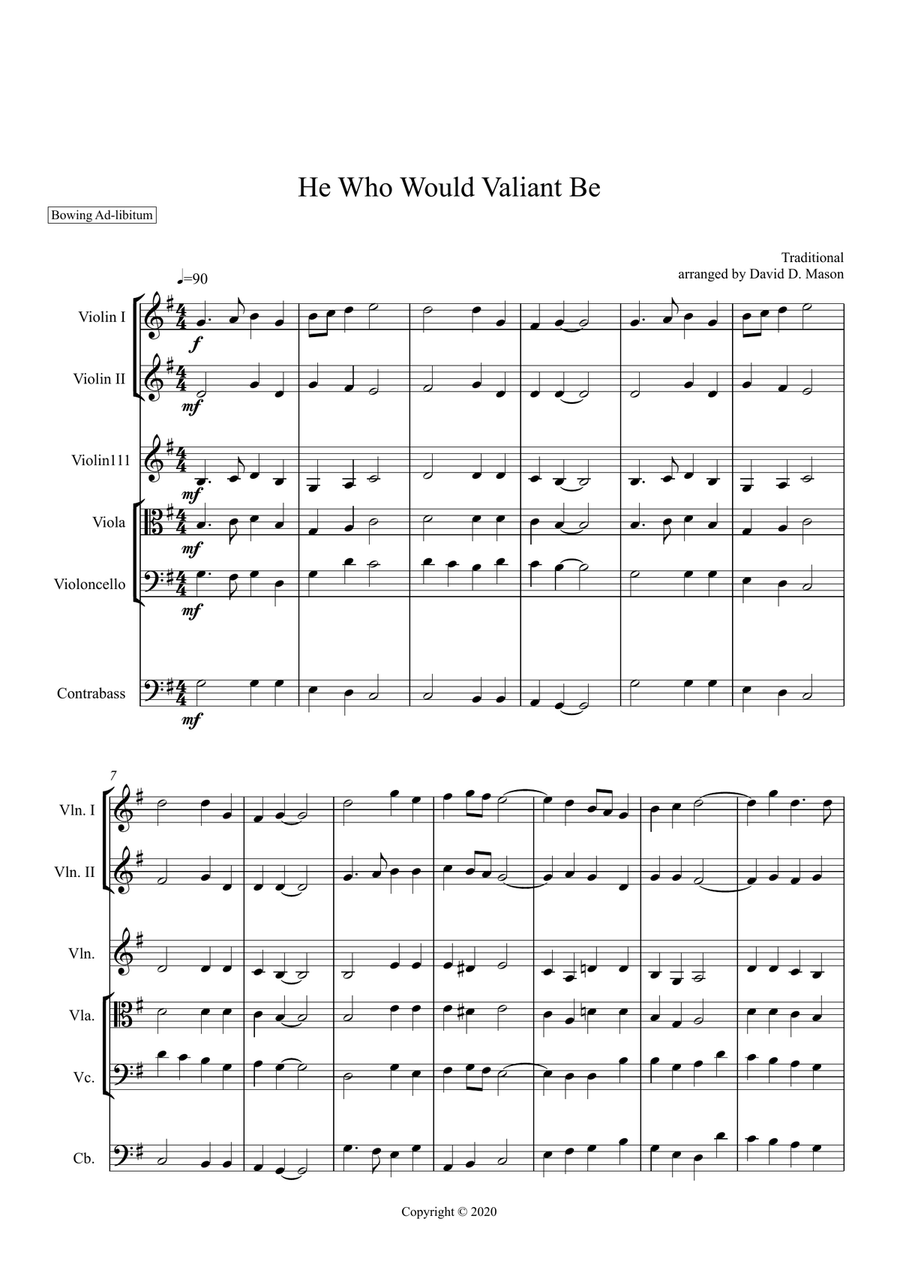 He Who Would Valiant Be String Orchestra scores gallery preview page 2