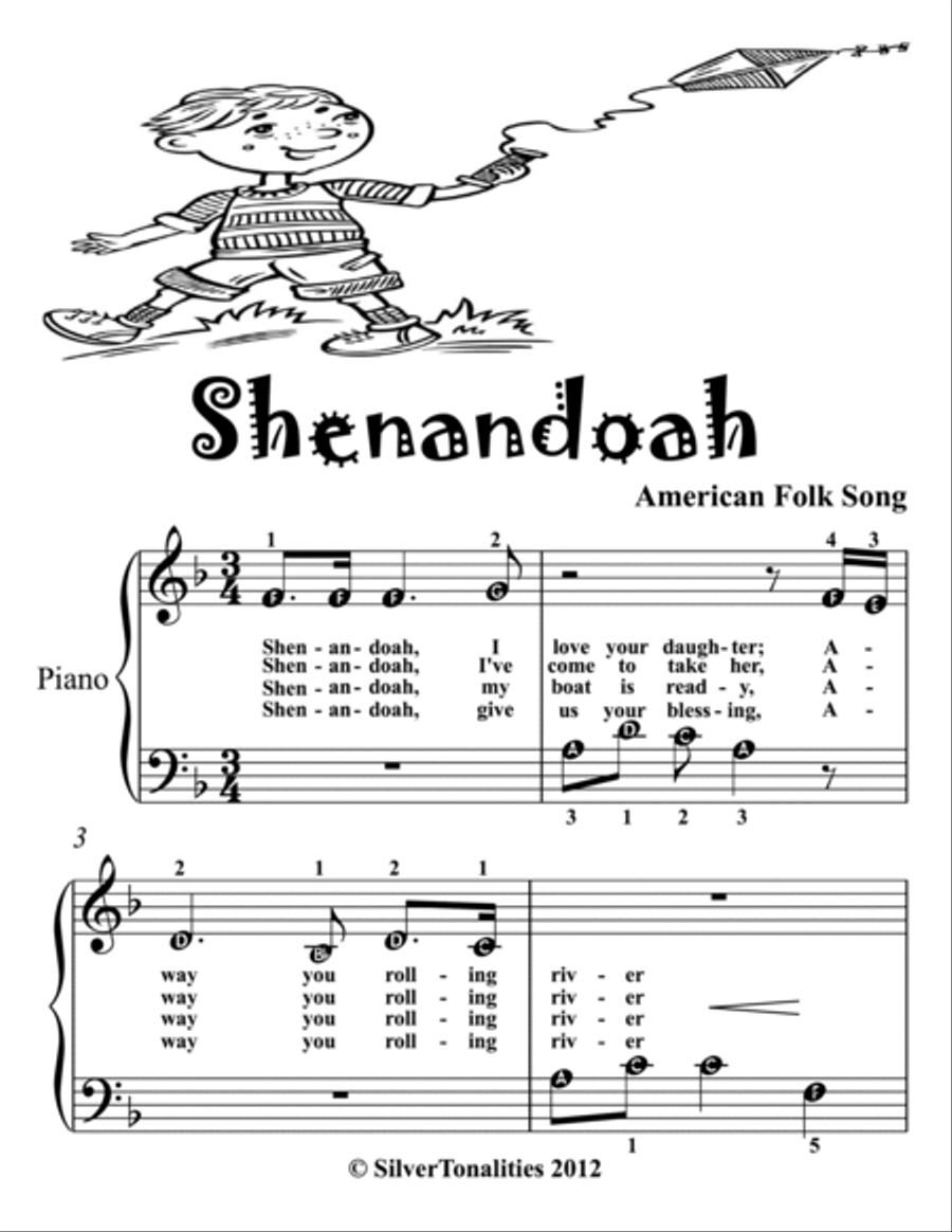 Shenandoah Beginner Piano Sheet Music Easy Piano scores gallery preview page 2