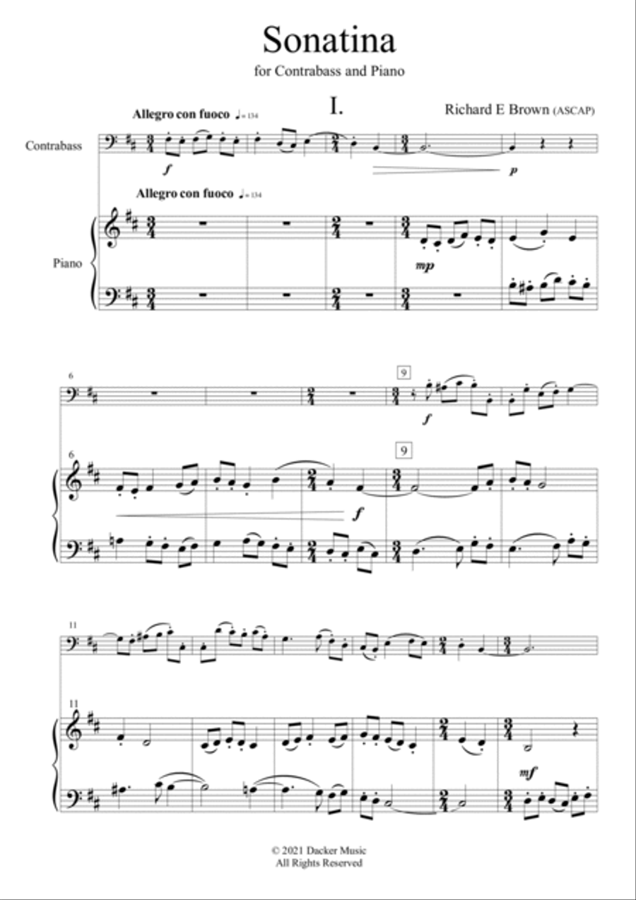 Sonatina for Contrabass and Piano Double Bass scores gallery preview page 3