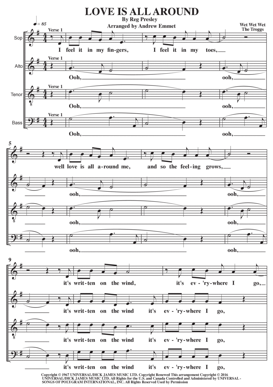 Love Is All Around Love Is All Around 4-Part scores gallery preview page 1