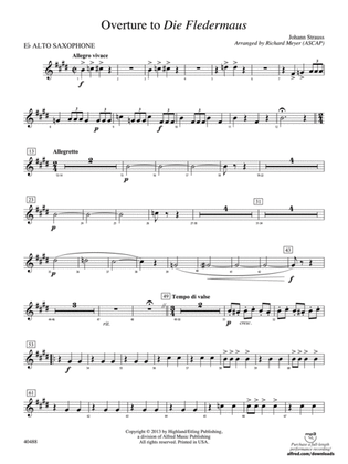 Overture to Die Fledermaus: E-flat Alto Saxophone