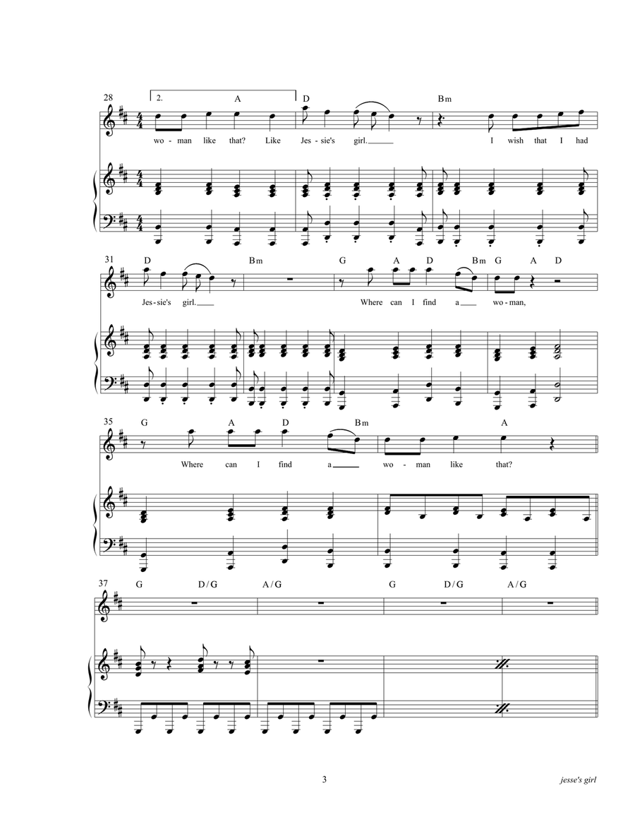 Jessie's Girl Piano, Vocal, Guitar scores gallery preview page 5