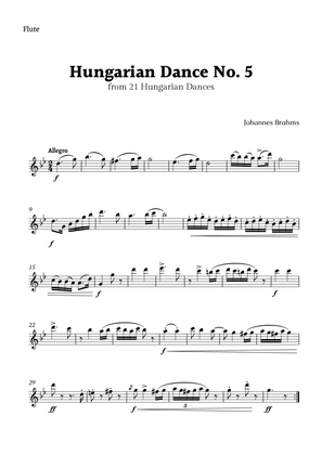 Hungarian Dance No. 5 by Brahms for Flute Solo