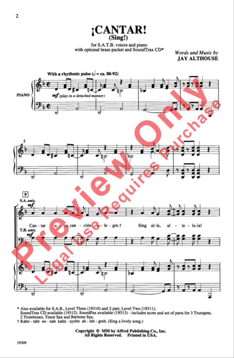 ¡Cantar! (Sing!) ¡Cantar! (Sing!) 4-Part scores gallery preview page 2