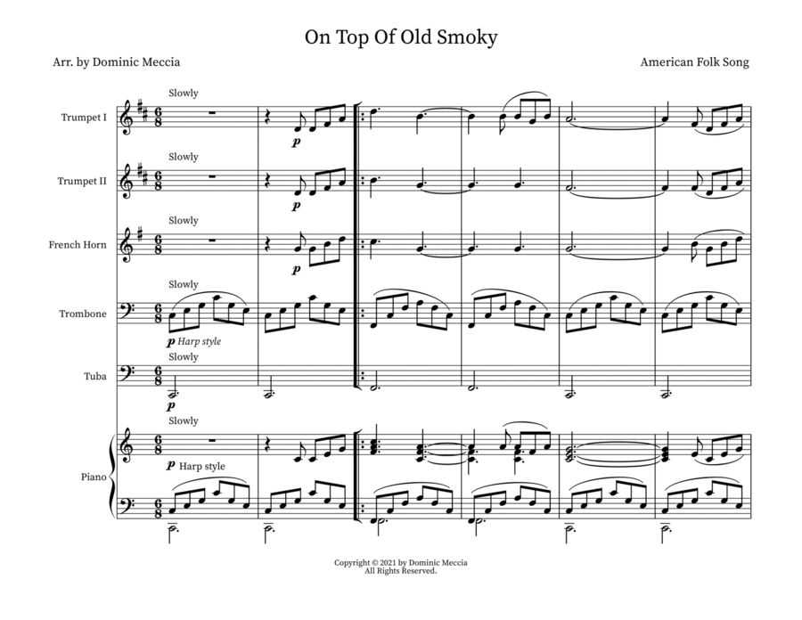 On Top Of Old Smoky Brass Ensemble scores gallery preview page 1