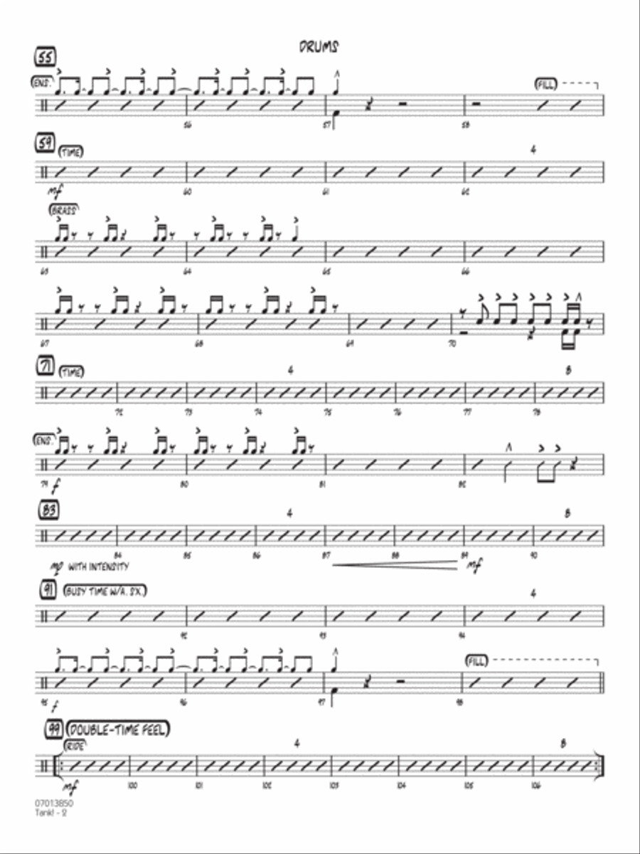 Tank! (from Cowboy Bebop) (arr. John Wasson) - Drums Jazz Ensemble scores gallery preview page 2
