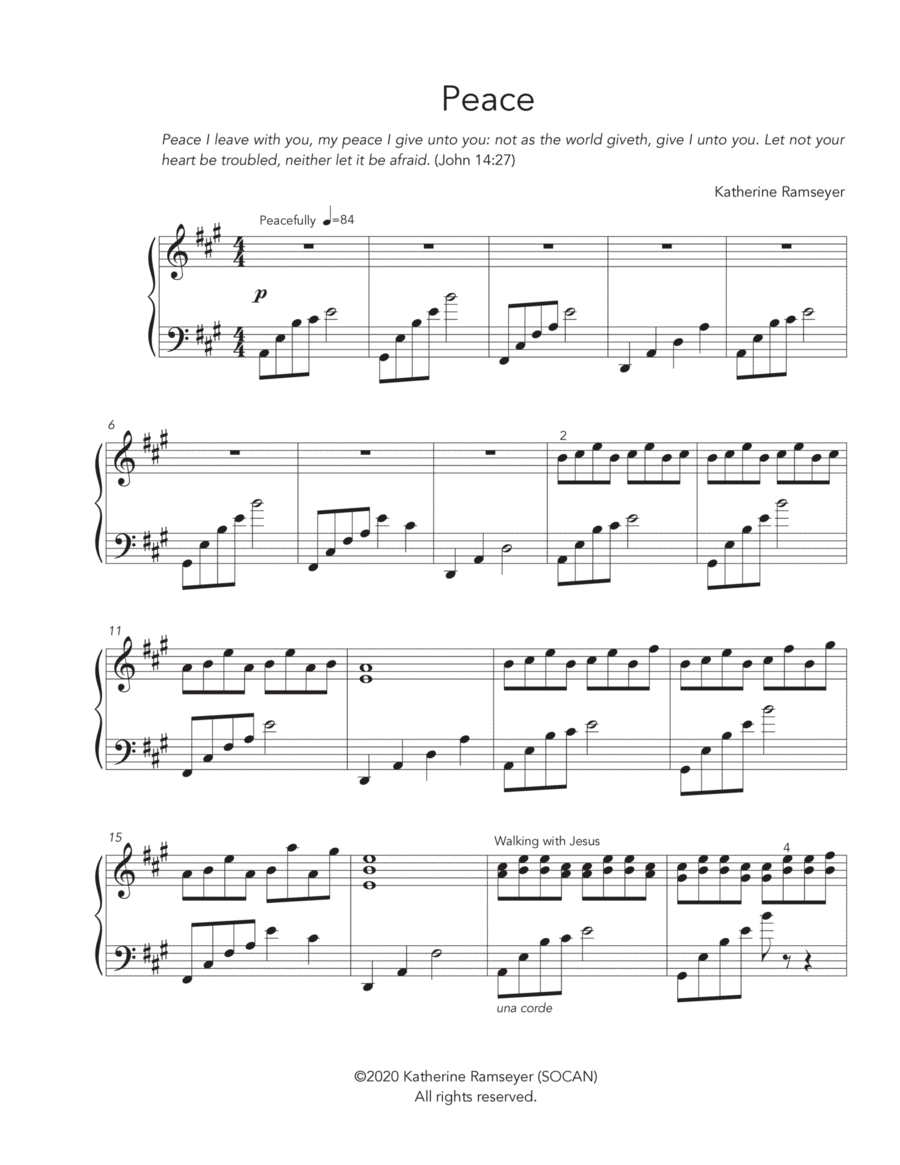 Peace Piano Solo scores gallery preview page 1