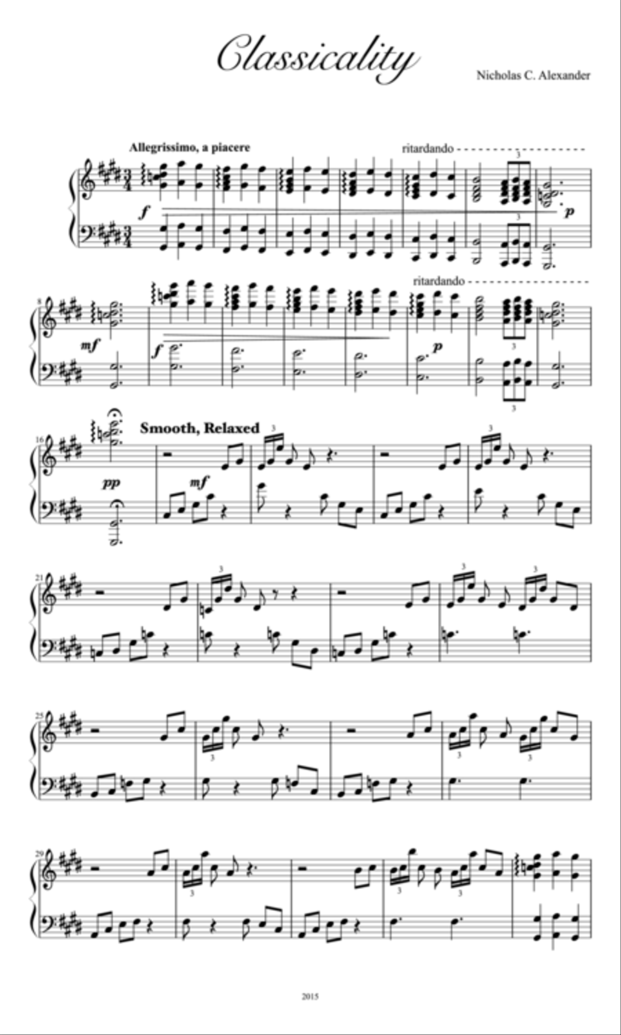 Classicality Piano Solo scores gallery preview page 1