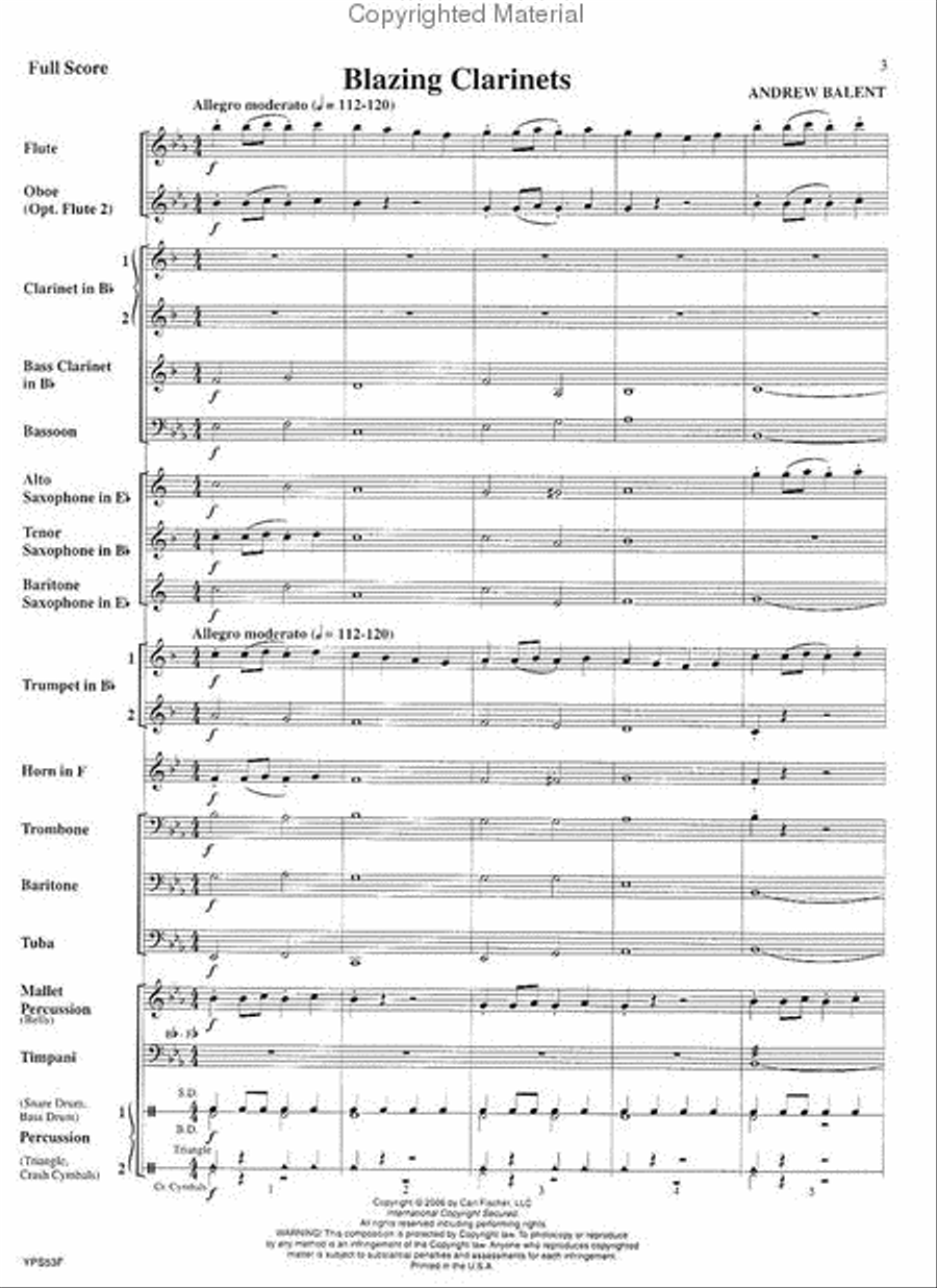 Blazing Clarinets Concert Band scores gallery preview page 2