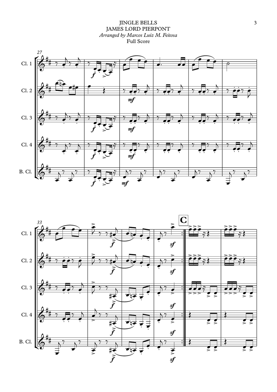 10 Christmas Carols (Book ONE) - Clarinet Quintet Clarinet Quintet scores gallery preview page 5