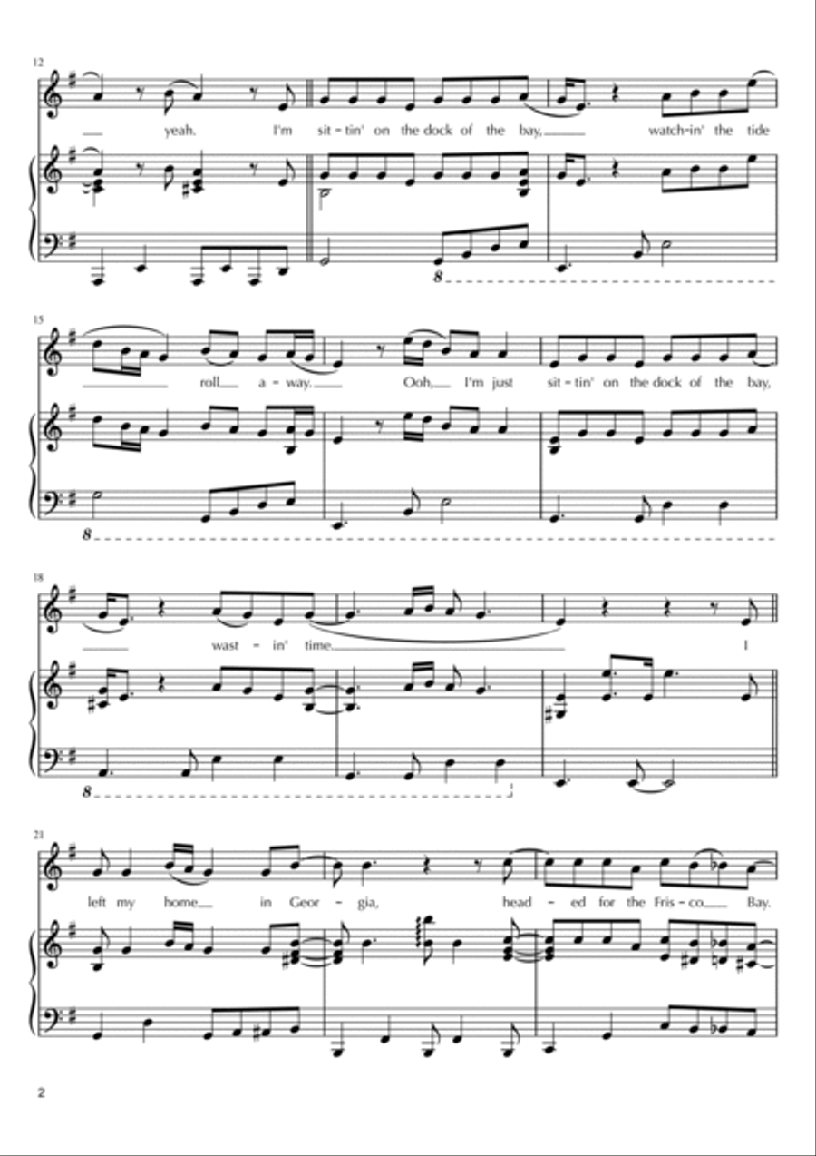 (sittin' On) The Dock Of The Bay Voice scores gallery preview page 2