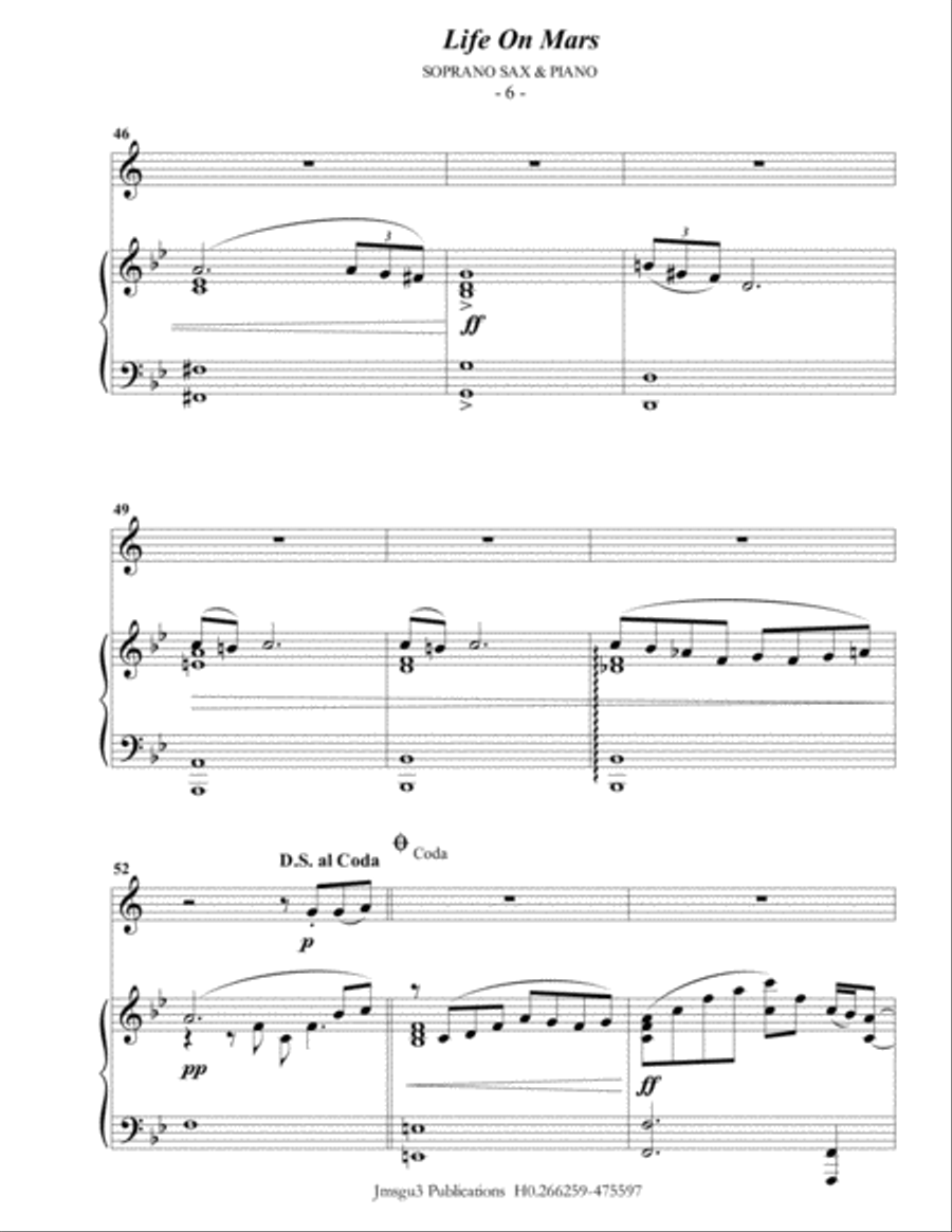 Life On Mars Soprano Saxophone scores gallery preview page 6