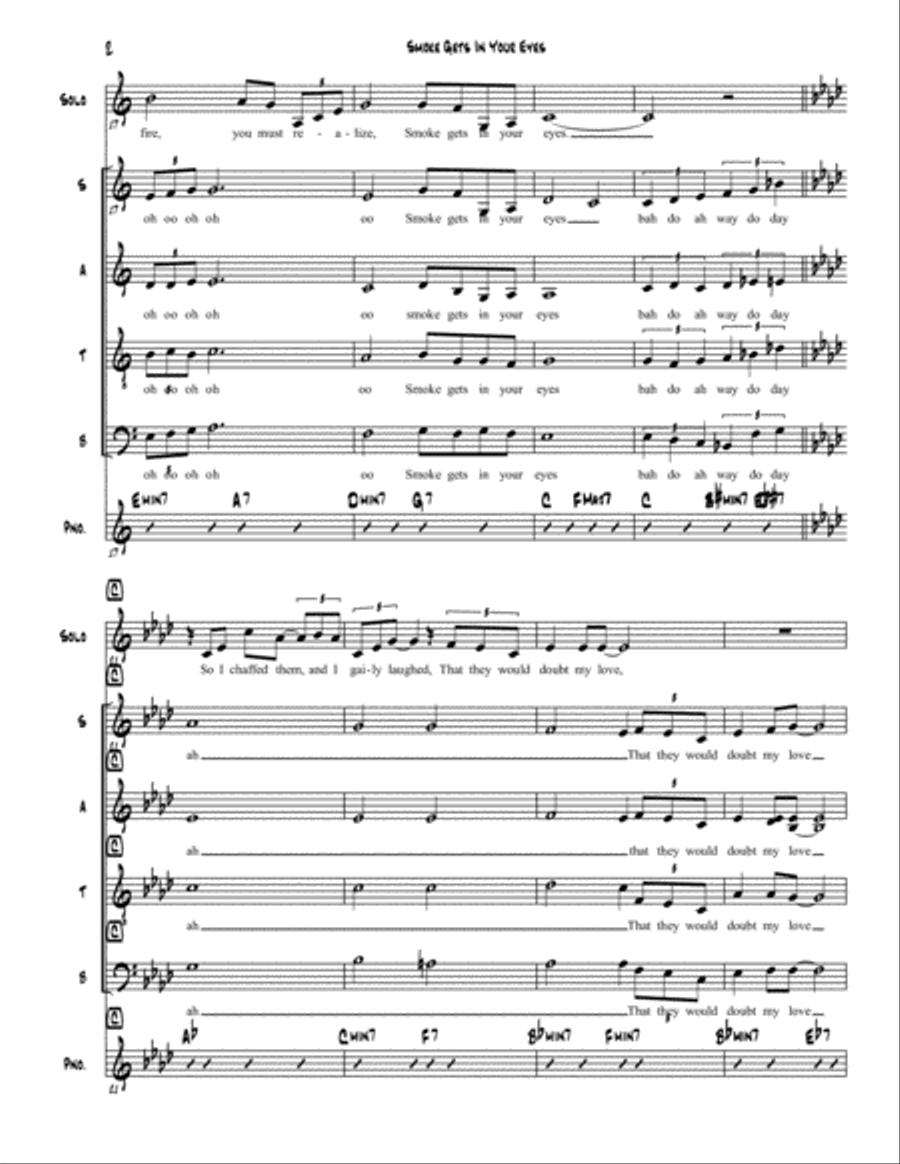 Smoke Gets In Your Eyes 4-Part scores gallery preview page 2