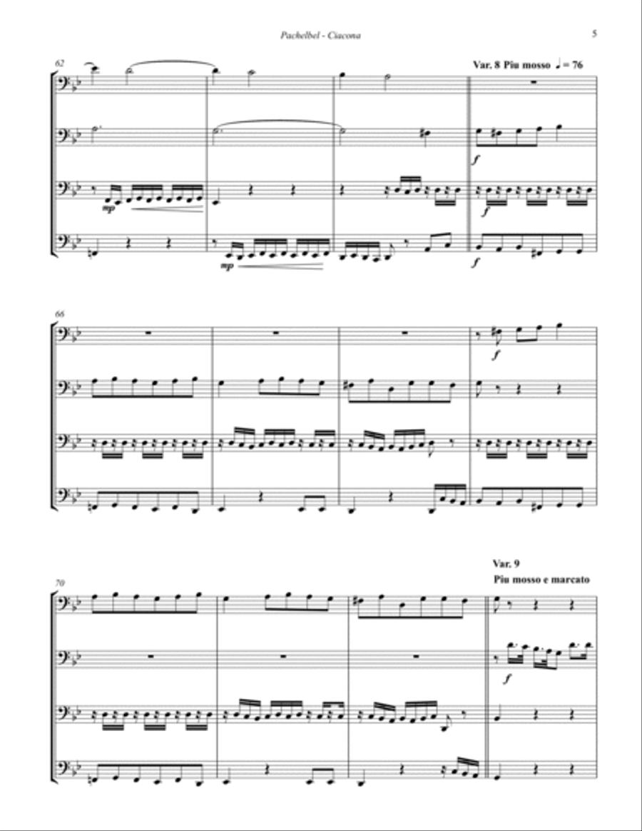 Ciacona - Theme & 22 Variations for Tuba Quartet image number null