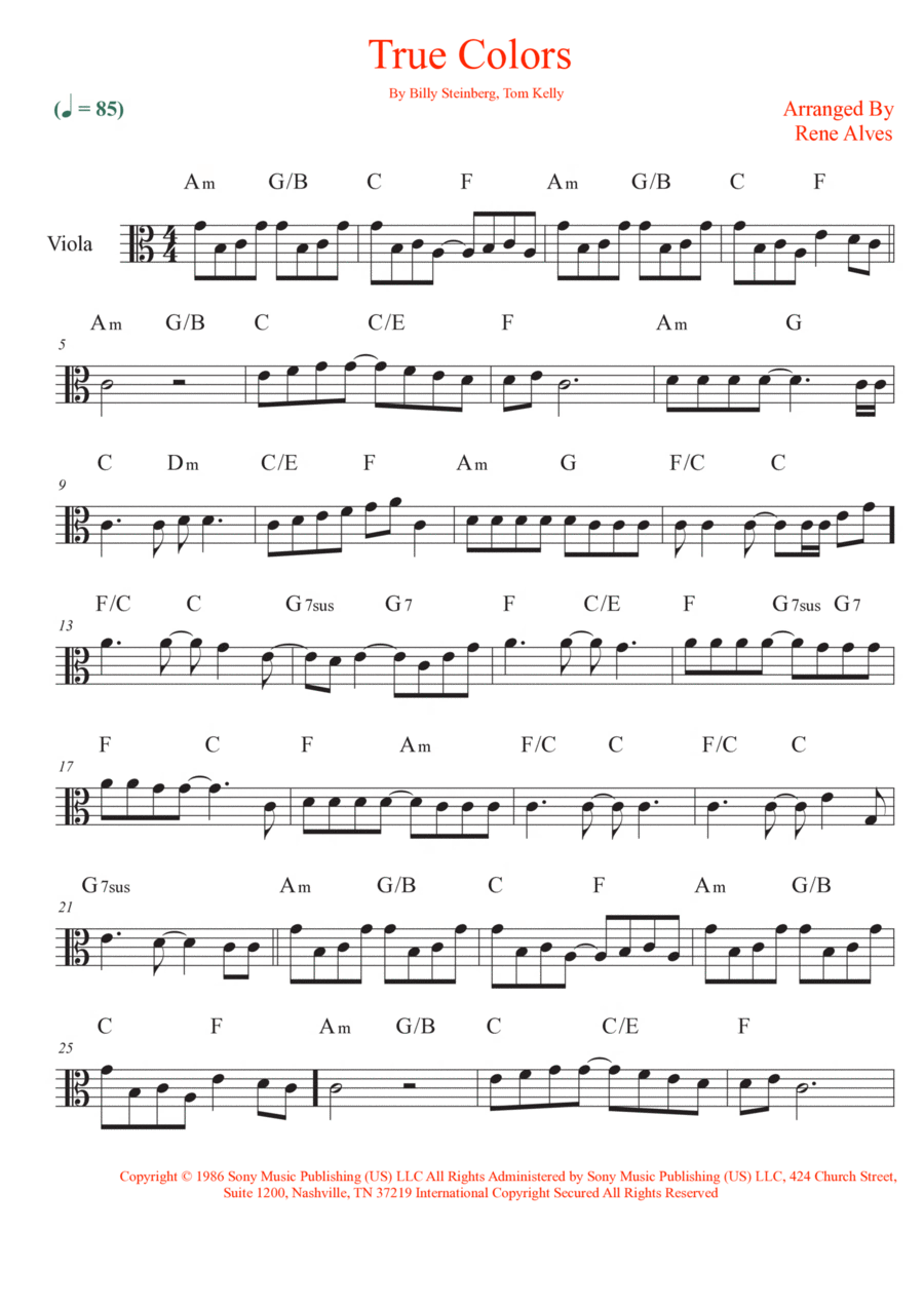 True Colors Viola Solo scores gallery preview page 1