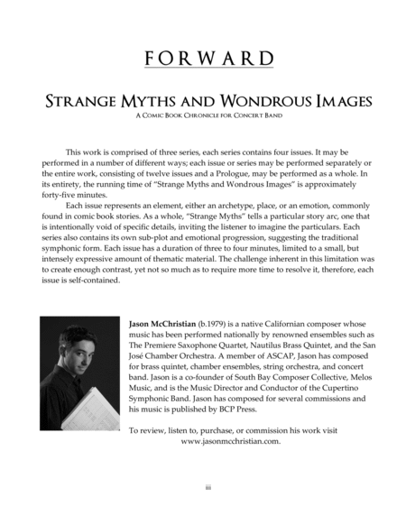 Prologue from Strange Myths and Wondrous Images - A Comic Book Chronicle for Concert Band image number null