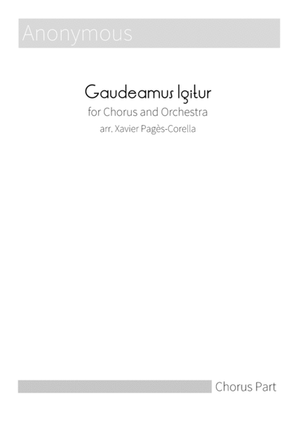 Gaudeamus Igitur for Chorus (optional) and Orchestra (Chorus Part) image number null