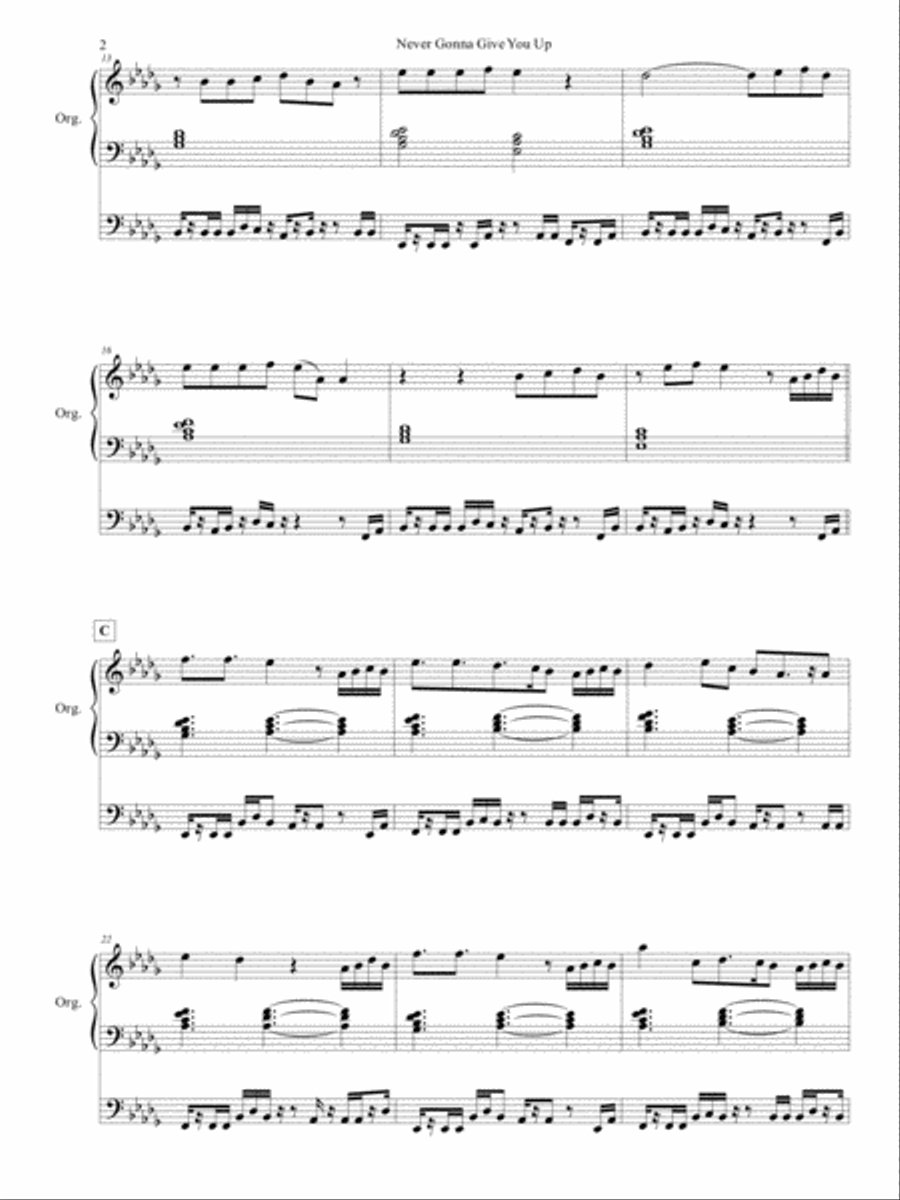 Never Gonna Give You Up Organ Solo scores gallery preview page 3