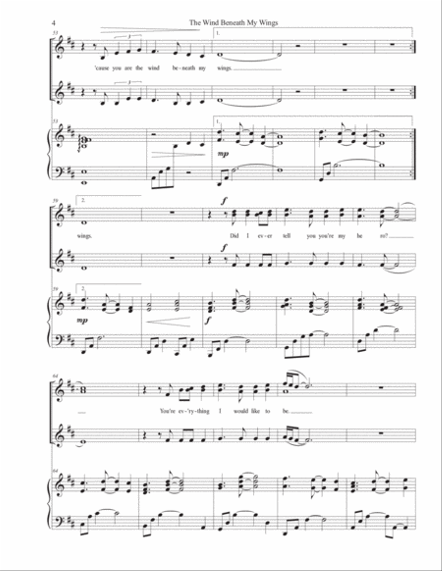 The Wind Beneath My Wings SSA scores gallery preview page 4
