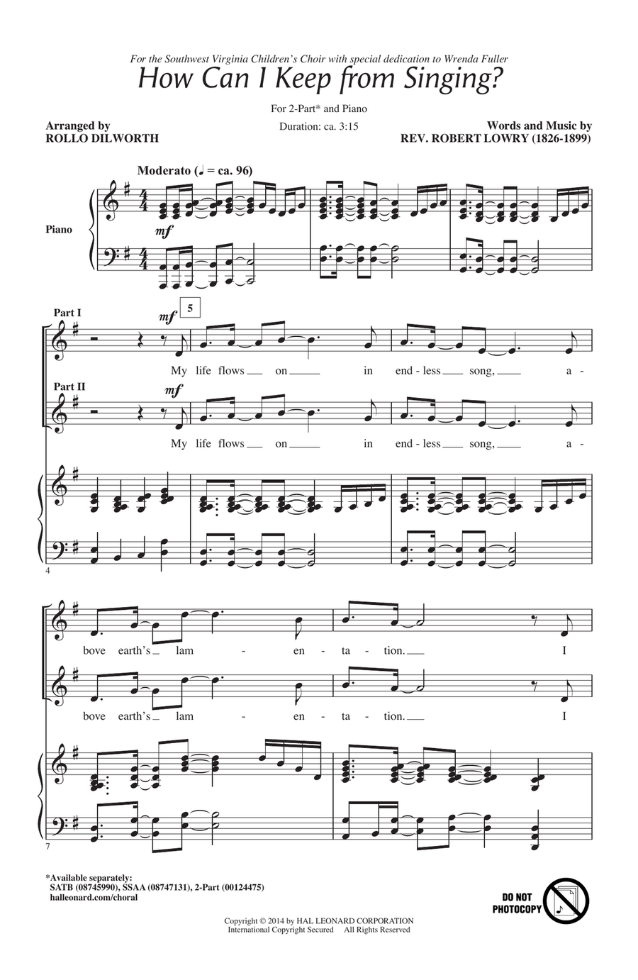 How Can I Keep From Singing 2-Part scores gallery preview page 1