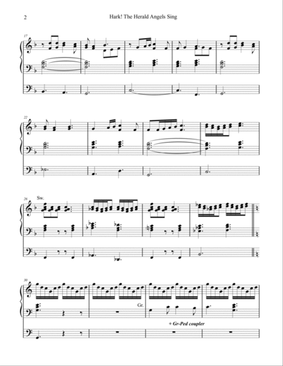Hark! The Herald Angels Sing! (Mendelssohn) organ work, by Phil Lehenbauer Organ Solo scores gallery preview page 3