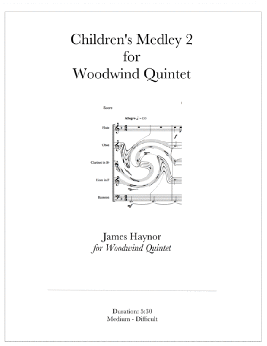 Children's Medley 2 for Woodwind Quintet Woodwind Quintet scores gallery preview page 1
