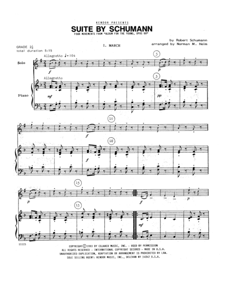 Suite By Schumann (Four Movements From Album For The Young, Opus 68)