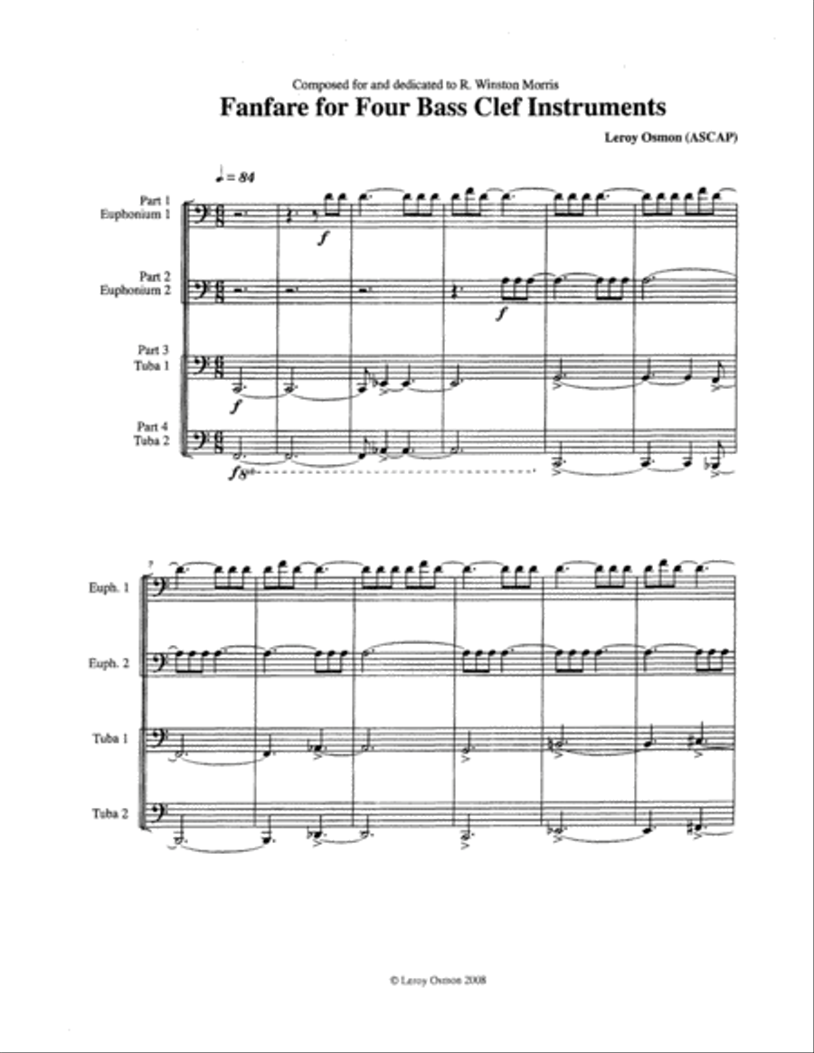 Fanfare for Four Bass Clef Instruments EETT scores gallery preview page 2